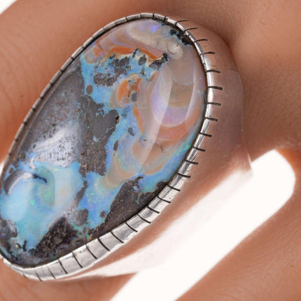 Riesiger Rebecca Collins Rohopal mit unglaublichem verstellbarem Matrix Sterling-Ring von 38,3 Gramm