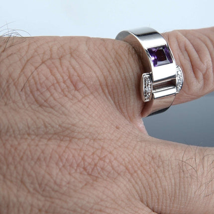 Sz6.75 Piaget 18k White Gold Diamond and Amethyst ring "Miss Protocole"