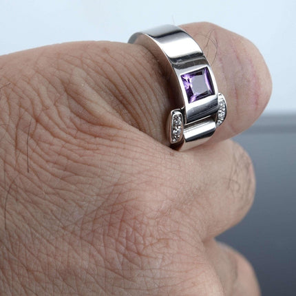 Sz6.75 Piaget 18k White Gold Diamond and Amethyst ring "Miss Protocole"