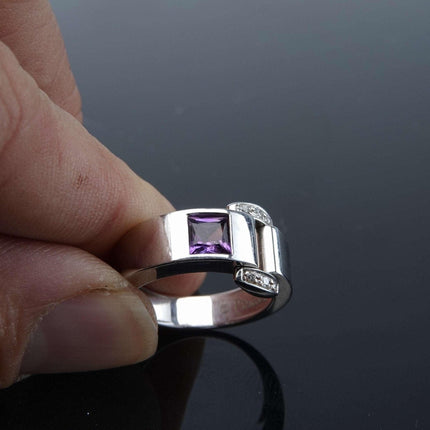 Sz6.75 Piaget 18k White Gold Diamond and Amethyst ring "Miss Protocole"