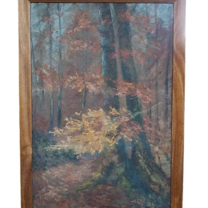 Anna Elizabeth Klumpke „Ein Weg durch den Wald“, impressionistische Landschaftsmalerei, amerikanischer gelisteter Künstler aus Kalifornien, 1856-1942, 24,5" x 36"