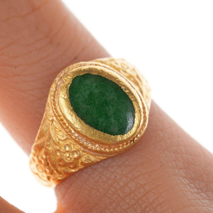 sz5 Antique Chinese 24k gold Jadeite ring