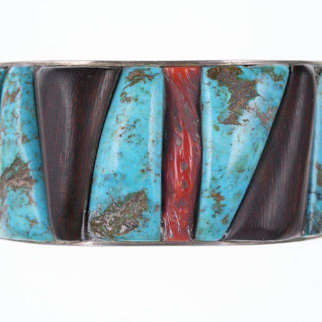 6,5" Michael Durkee (1948-1999) Southwestern Sterling Türkis/Eisenholz/Koralle/Muschel-Manschettenarmband