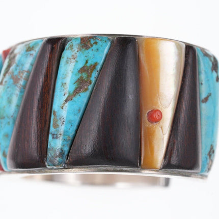 6,5" Michael Durkee (1948-1999) Southwestern Sterling Türkis/Eisenholz/Koralle/Muschel-Manschettenarmband