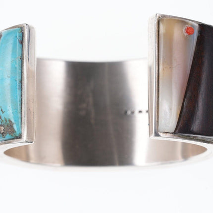 6,5" Michael Durkee (1948-1999) Southwestern Sterling Türkis/Eisenholz/Koralle/Muschel-Manschettenarmband