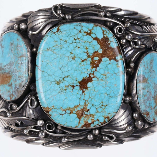 Huge Navajo Sterling and Turquoise cuff by Augustine Largo