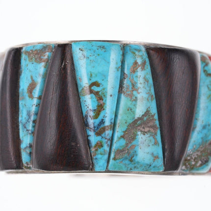 6.5" Michael Durkee (1948-1999) Southwestern Sterling Turquoise/Ironwood/coral/S