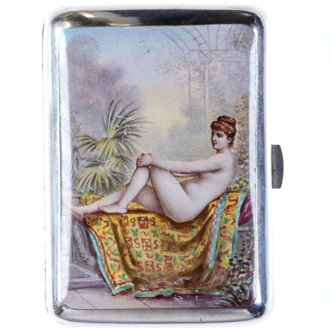 c1900 纯素珐琅新艺术风格阿拉伯式花纹裸色名片盒