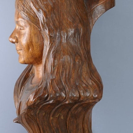 Brother and Sister Carved Wood Bust Statue by Florentino Hensen  Guagua Pampanga