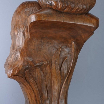 Brother and Sister Carved Wood Bust Statue by Florentino Hensen  Guagua Pampanga