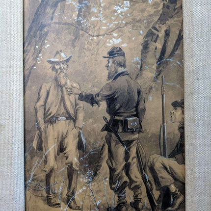 c1910 名列艺术家 J Watson Davis 的《With Grant At Vicksburg》原始插图（1870-1959）