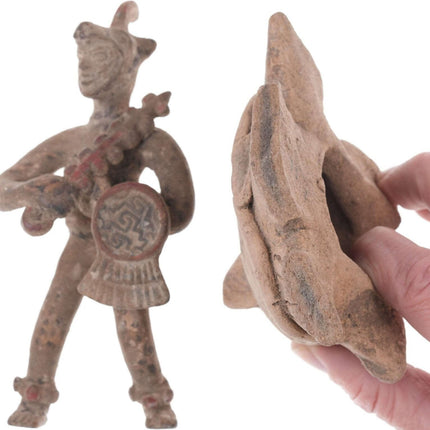 Präkolumbianische Azteken-Jaguar-Kriegerfiguren und Kopfscherbe