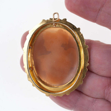 Large Antique 18k Gold Sardonyx Shell cameo dess with chalice