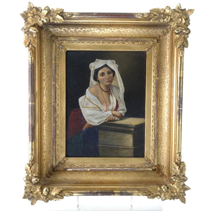 1870 年伯尔·H·尼科尔斯 (Burr H. Nicholls) 危险女人布面油画令人难以置信的画框橡子和树叶