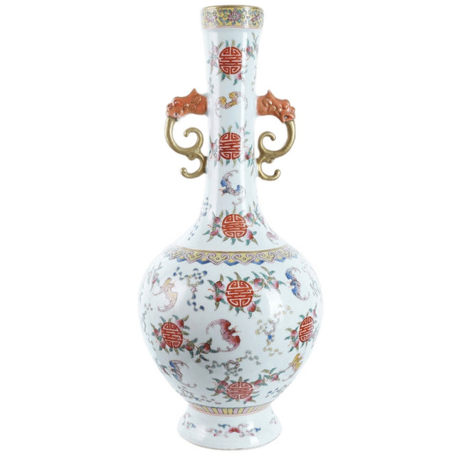 Handbemalte chinesische Famille-Rosenvase