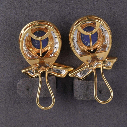 Estate 18k Black Opal Diamond earrings