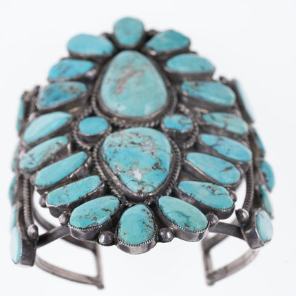 6.25" Large Vintage Native American Silver/Turquoise cluster cuff