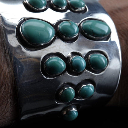 Albert Cleveland Navajo Sterling and turquoise modernist bracelet