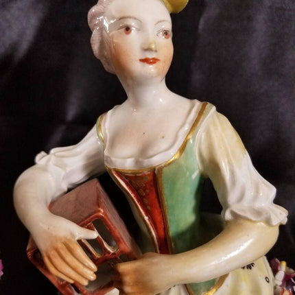 古董德比雕像 18 世纪自由和婚姻男人与鸟巢和女人与笼子 Burnap 系列 c.1770