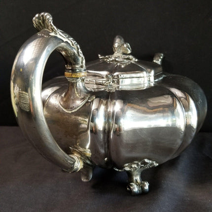 Armorial Silver Teapot Acorn Finial Mortimer and Hunt (1839-1843)