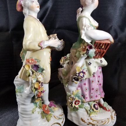 Antique Derby Figures 18th Century Liberty and Matrimony Man with Bird's nest an