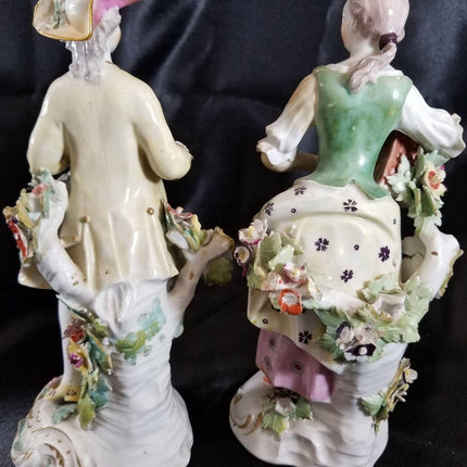 Antique Derby Figures 18th Century Liberty and Matrimony Man with Bird's nest an