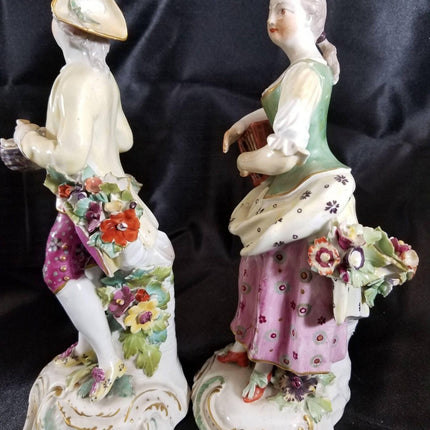 Antique Derby Figures 18th Century Liberty and Matrimony Man with Bird's nest an