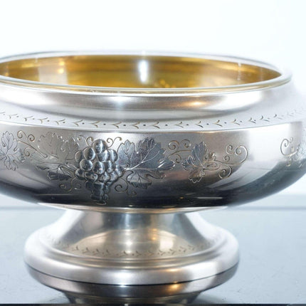 Japanese Pure Silver Cachepot/planter with glass liner and gilt interior