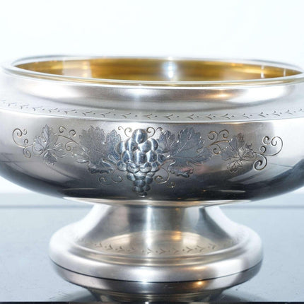 Japanese Pure Silver Cachepot/planter with glass liner and gilt interior