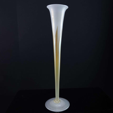 c1920 Tiffany Favrille Pulled Feather trumpet bud vase