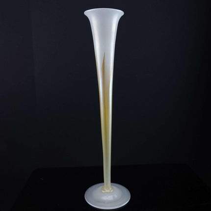 c1920 Tiffany Favrille Pulled Feather trumpet bud vase