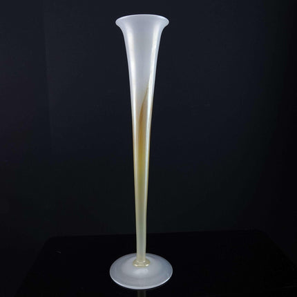 c1920 Tiffany Favrille Pulled Feather trumpet bud vase