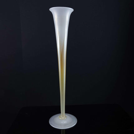 c1920 Tiffany Favrille Pulled Feather trumpet bud vase