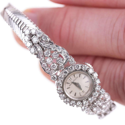 Damen-Cocktailuhr von Jaeger Lecoultre aus Platin mit 3 Karat Diamanten