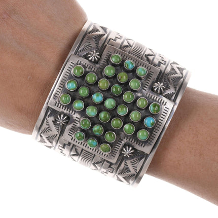 Mark Yazzie Navajo Sterling and turquoise row bracelet