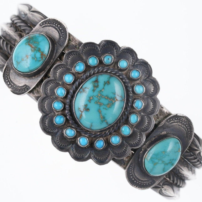 1940's 7.25" Silver/turquoise Native American cuff bracelet