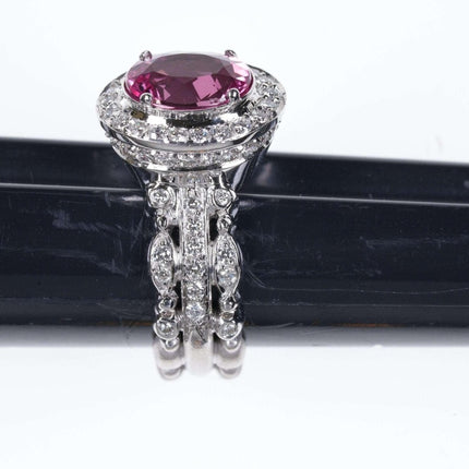 Sz6 Doris Panos 18k White gold Diamond and Pink Tourmaline ring