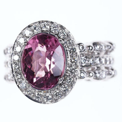 Sz6 Doris Panos 18k White gold Diamond and Pink Tourmaline ring