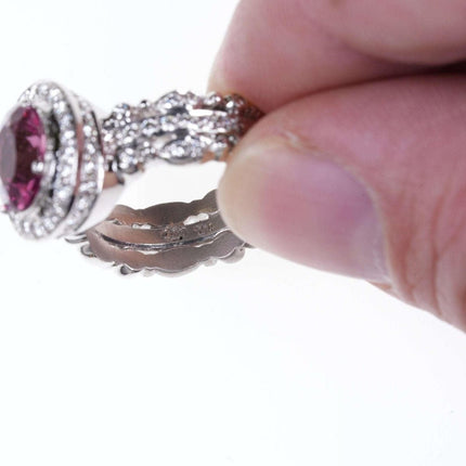 Sz6 Doris Panos 18k White gold Diamond and Pink Tourmaline ring