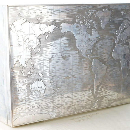 Large Emil Brenk Sterling World Map Cigar box