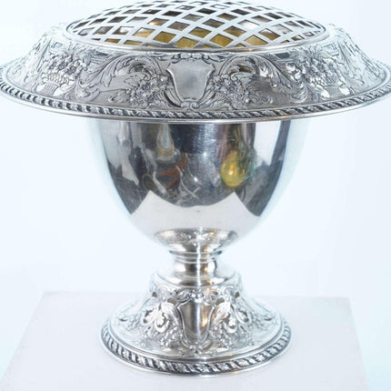 Gorham Sterling Pierced Centerpiece Compote mit Blumenhalter-Einsatz A9433