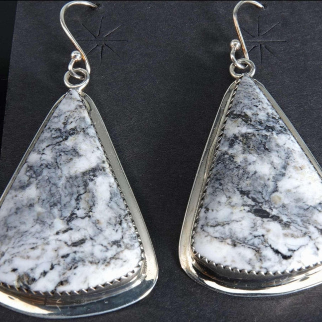 Navajo Sterling white Buffalo Earrings