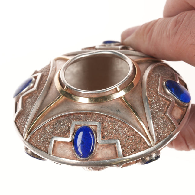 14k gold/Sterling and Lapis Navajo Seed pot by Dennis or Bobby Nofchissey