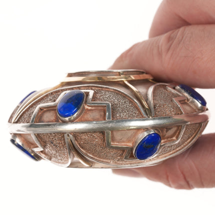 14k gold/Sterling and Lapis Navajo Seed pot by Dennis or Bobby Nofchissey