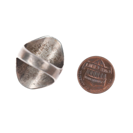 sz11.75 Vintage Zuni cobblestone inlay sterling ring