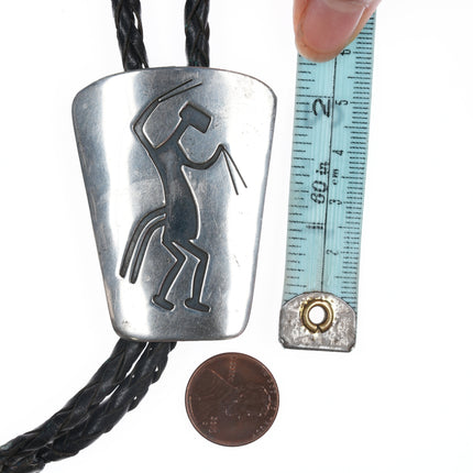 c1960 Navajo silver overlay bolo tie with kachina