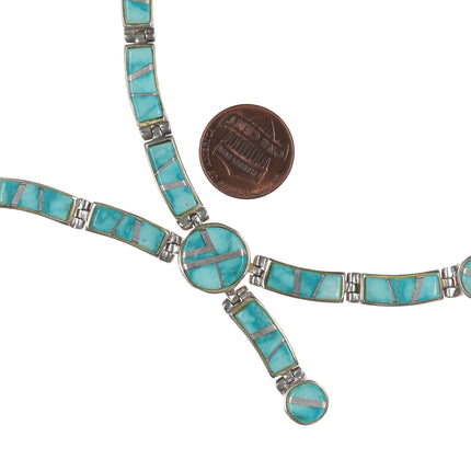 Billy Long Navajo sterling and turquoise channel inlay neckace