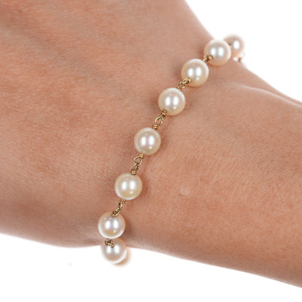 14k 6.5" 7-8mm pearl bracelet