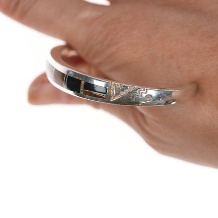 6.75" David Rosales Navajo Supersmiths channel inlay sterling cuff bracelet