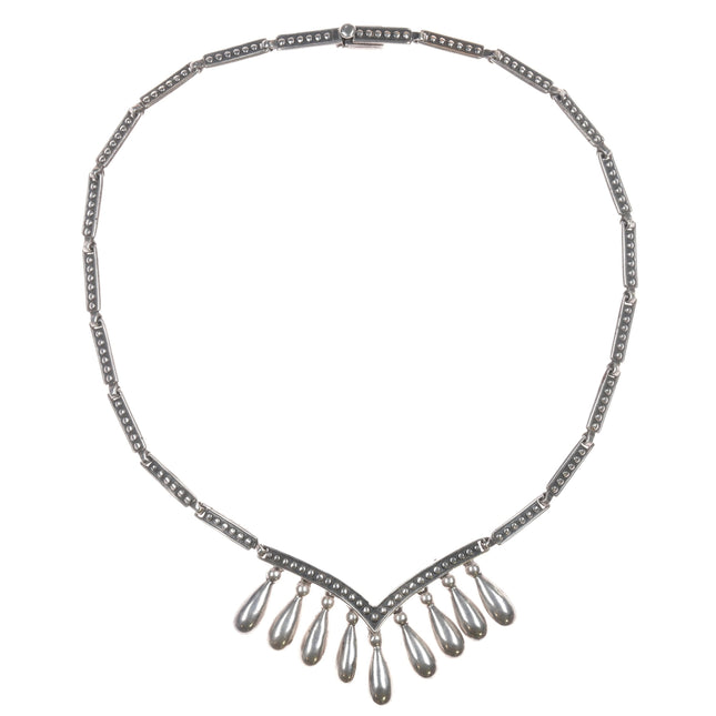 18" Margot De Taxco Mid Century Modernist sterling dangly necklace
